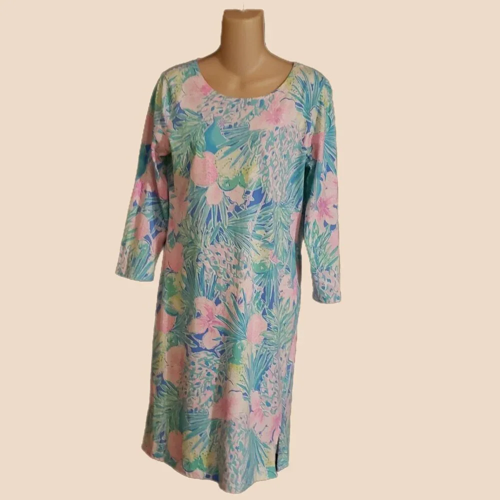Lilly Pulitzer Charley Dress Swizzle 3/4 Sleeve Size L - Picture 2 of 8